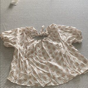 Cream and Brown Leaf Print Blouse